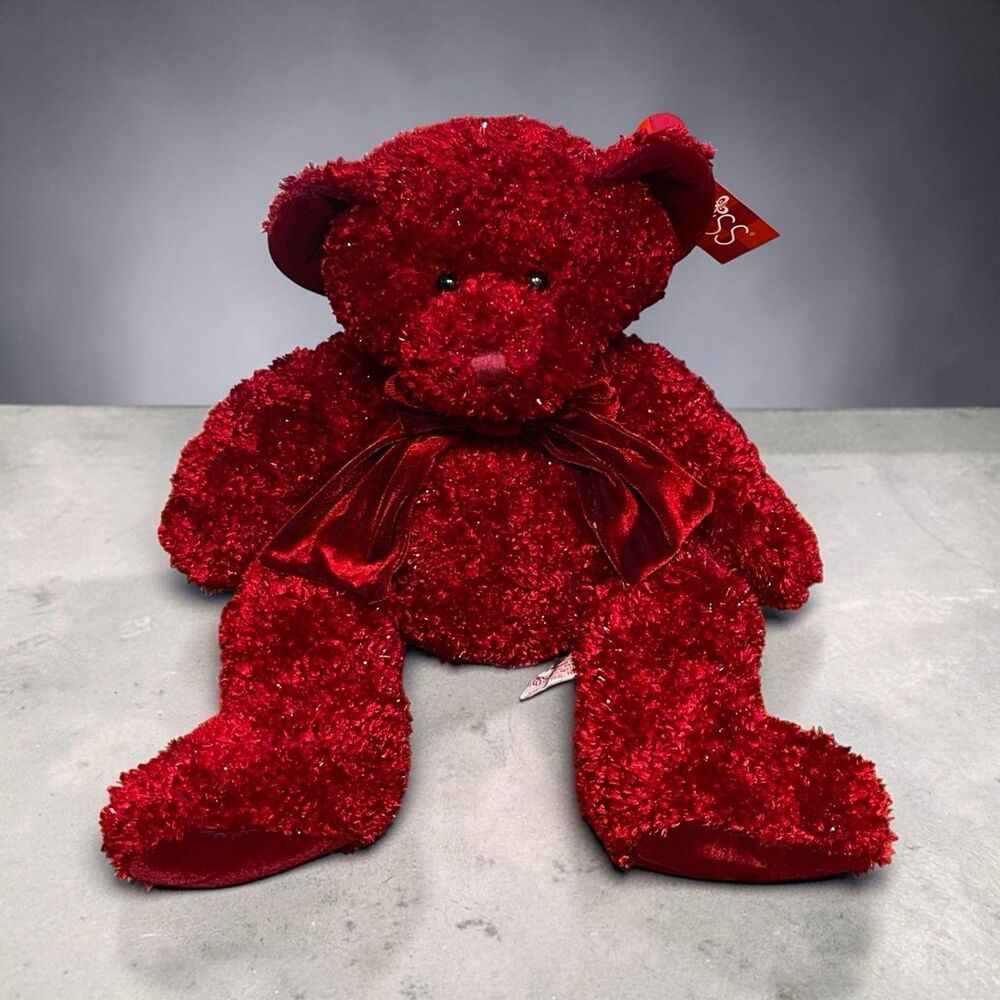 Russ Berrie Plush #4917 ROSETTA, 14" high  NEW with tag Red Sparkle Bear